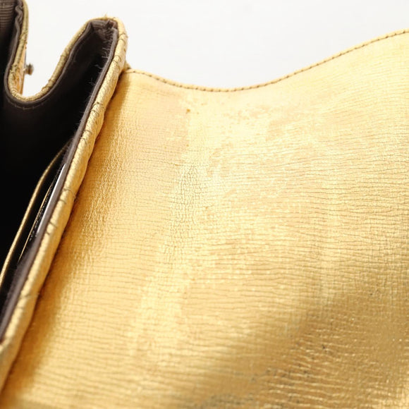Christian Dior Canage Backpack Leather Gold Silver Auth 212907V