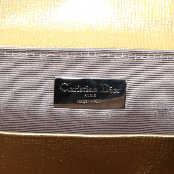 Christian Dior Canage Backpack Leather Gold Silver Auth 212907V