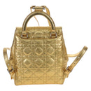 Christian Dior Canage Backpack Leather Gold Silver Auth 212907V-3