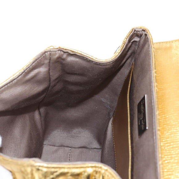 Christian Dior Canage Backpack Leather Gold Silver Auth 212907V