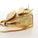 Christian Dior Canage Backpack Leather Gold Silver Auth 212907V-4