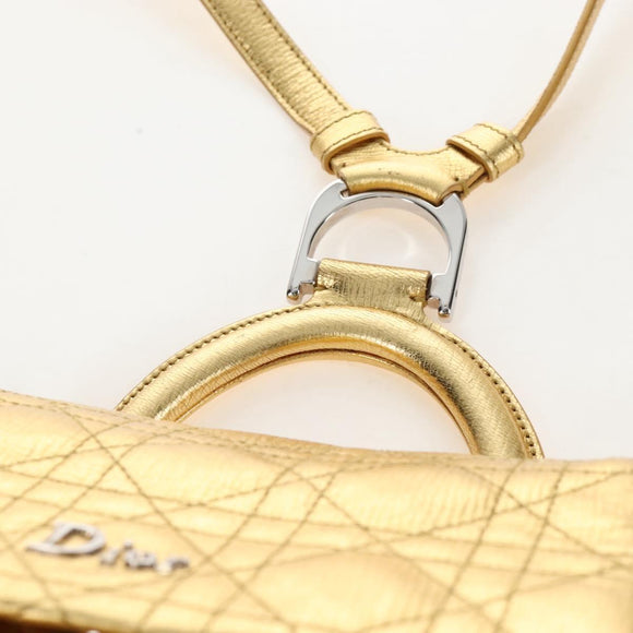 Christian Dior Canage Backpack Leather Gold Silver Auth 212907V