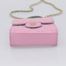 CHANEL Matelasse Hand Bag Lamb Skin 2way Pink Gold CC Auth 212908M-11