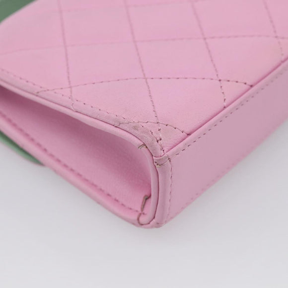 CHANEL Matelasse Hand Bag Lamb Skin 2way Pink Gold CC Auth 212908M