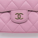 CHANEL Matelasse Hand Bag Lamb Skin 2way Pink Gold CC Auth 212908M-16