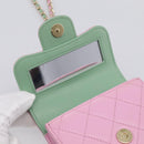 CHANEL Matelasse Hand Bag Lamb Skin 2way Pink Gold CC Auth 212908M-17