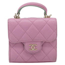 CHANEL Matelasse Hand Bag Lamb Skin 2way Pink Gold CC Auth 212908M-2
