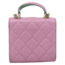 CHANEL Matelasse Hand Bag Lamb Skin 2way Pink Gold CC Auth 212908M-3