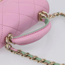 CHANEL Matelasse Hand Bag Lamb Skin 2way Pink Gold CC Auth 212908M-7