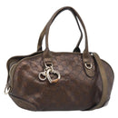 GUCCI GG Canvas Guccissima Hand Bag Leather 2way Brown Gold 269955 Auth 212912-1