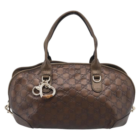 GUCCI GG Canvas Guccissima Hand Bag Leather 2way Brown Gold 269955 Auth 212912