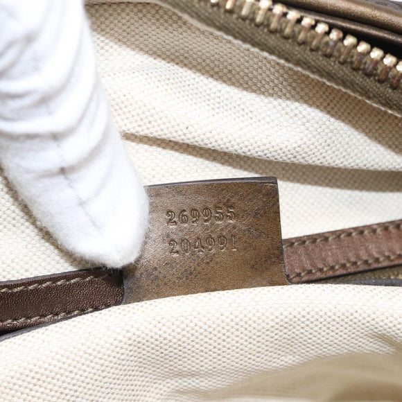 GUCCI GG Canvas Guccissima Hand Bag Leather 2way Brown Gold 269955 Auth 212912