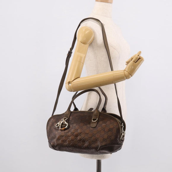 GUCCI GG Canvas Guccissima Hand Bag Leather 2way Brown Gold 269955 Auth 212912