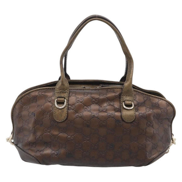 GUCCI GG Canvas Guccissima Hand Bag Leather 2way Brown Gold 269955 Auth 212912