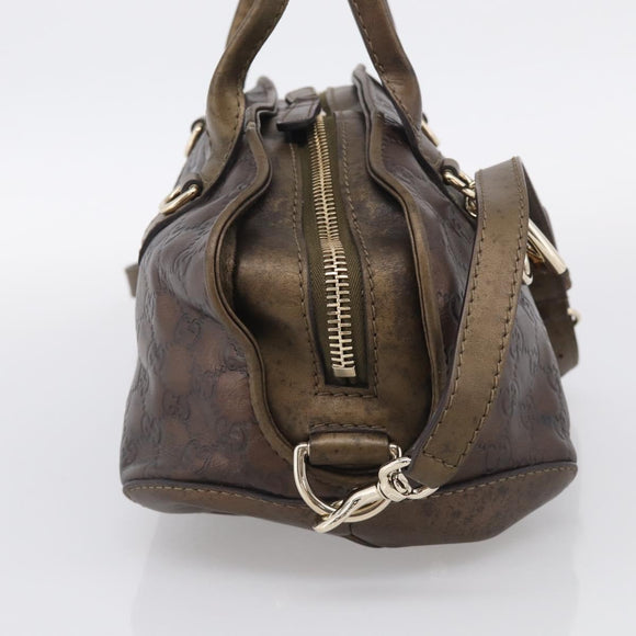 GUCCI GG Canvas Guccissima Hand Bag Leather 2way Brown Gold 269955 Auth 212912