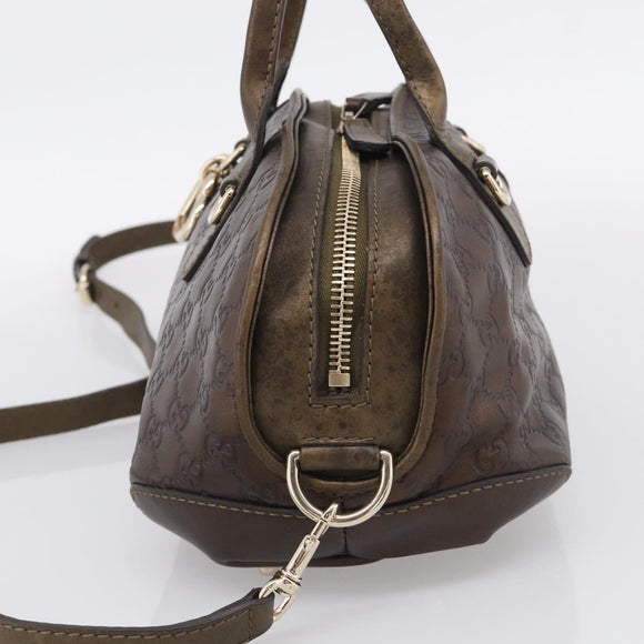 GUCCI GG Canvas Guccissima Hand Bag Leather 2way Brown Gold 269955 Auth 212912