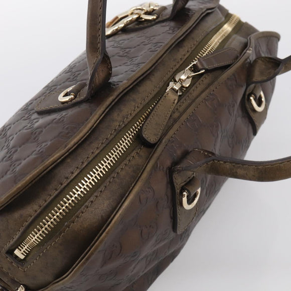 GUCCI GG Canvas Guccissima Hand Bag Leather 2way Brown Gold 269955 Auth 212912
