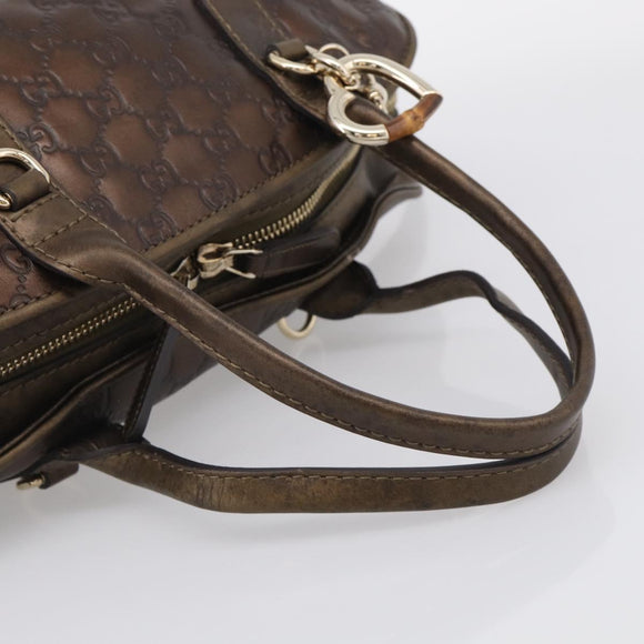 GUCCI GG Canvas Guccissima Hand Bag Leather 2way Brown Gold 269955 Auth 212912