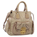 Miu Miu Vitellolux Hand Bag Leather 2way Beige Gold Auth 212913-1