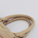 Miu Miu Vitellolux Hand Bag Leather 2way Beige Gold Auth 212913-11
