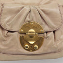 Miu Miu Vitellolux Hand Bag Leather 2way Beige Gold Auth 212913-19