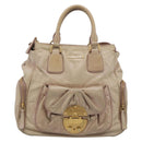 Miu Miu Vitellolux Hand Bag Leather 2way Beige Gold Auth 212913-2
