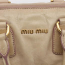 Miu Miu Vitellolux Hand Bag Leather 2way Beige Gold Auth 212913-20
