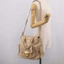 Miu Miu Vitellolux Hand Bag Leather 2way Beige Gold Auth 212913-31