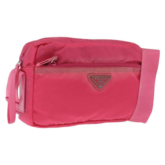 PRADA Shoulder Bag Nylon Pink Silver Auth 212914A