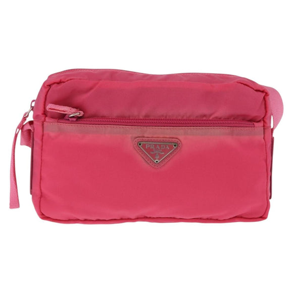 PRADA Shoulder Bag Nylon Pink Silver Auth 212914A