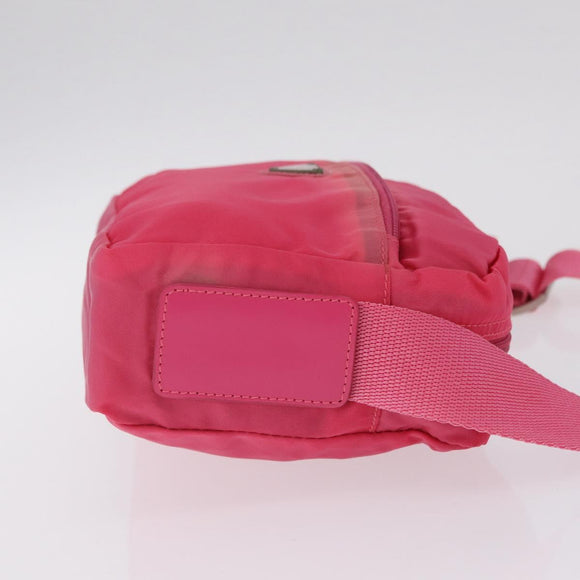 PRADA Shoulder Bag Nylon Pink Silver Auth 212914A