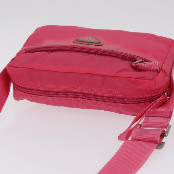 PRADA Shoulder Bag Nylon Pink Silver Auth 212914A