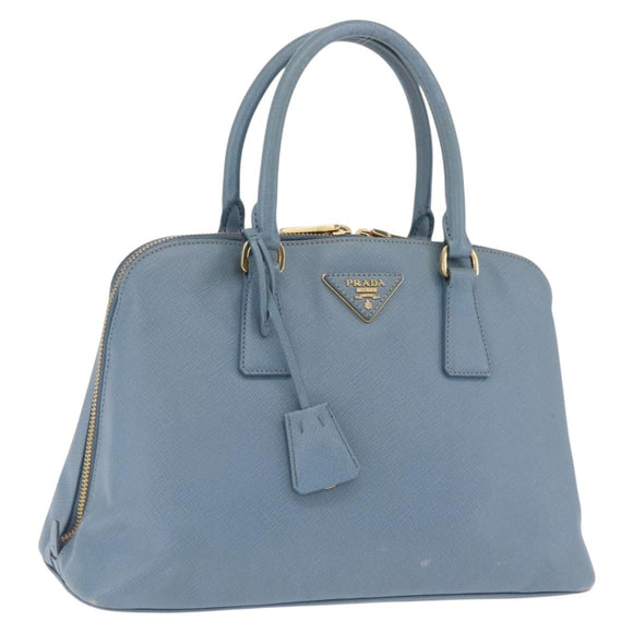 PRADA Hand Bag Saffiano leather 2way Light Blue Gold Auth 212916A