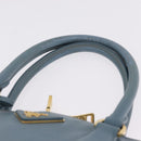 PRADA Hand Bag Saffiano leather 2way Light Blue Gold Auth 212916A-10