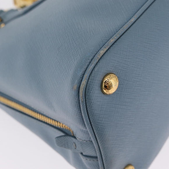 PRADA Hand Bag Saffiano leather 2way Light Blue Gold Auth 212916A