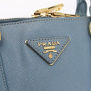 PRADA Hand Bag Saffiano leather 2way Light Blue Gold Auth 212916A-16