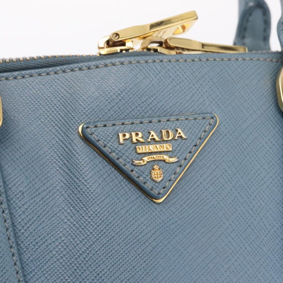 PRADA Hand Bag Saffiano leather 2way Light Blue Gold Auth 212916A