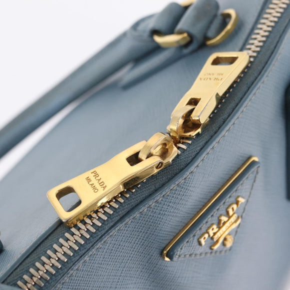 PRADA Hand Bag Saffiano leather 2way Light Blue Gold Auth 212916A