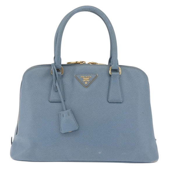 PRADA Hand Bag Saffiano leather 2way Light Blue Gold Auth 212916A