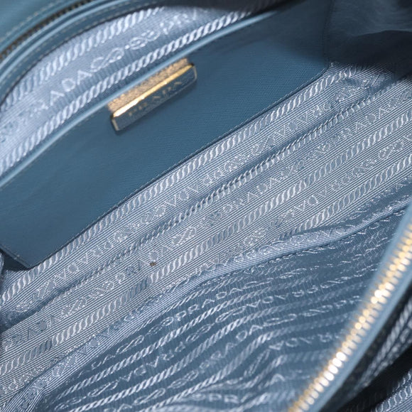 PRADA Hand Bag Saffiano leather 2way Light Blue Gold Auth 212916A