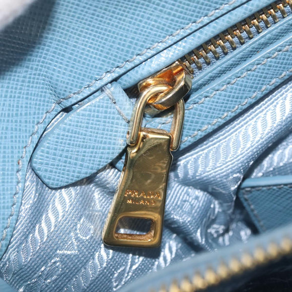 PRADA Hand Bag Saffiano leather 2way Light Blue Gold Auth 212916A