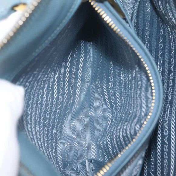 PRADA Hand Bag Saffiano leather 2way Light Blue Gold Auth 212916A
