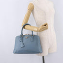PRADA Hand Bag Saffiano leather 2way Light Blue Gold Auth 212916A-33