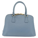 PRADA Hand Bag Saffiano leather 2way Light Blue Gold Auth 212916A-4