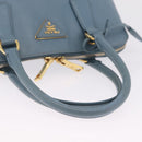 PRADA Hand Bag Saffiano leather 2way Light Blue Gold Auth 212916A-8