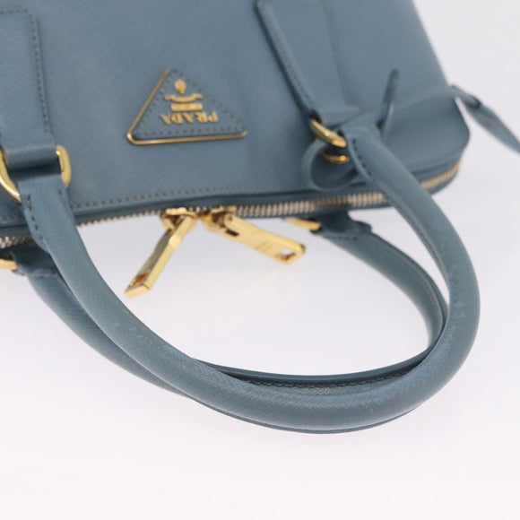 PRADA Hand Bag Saffiano leather 2way Light Blue Gold Auth 212916A