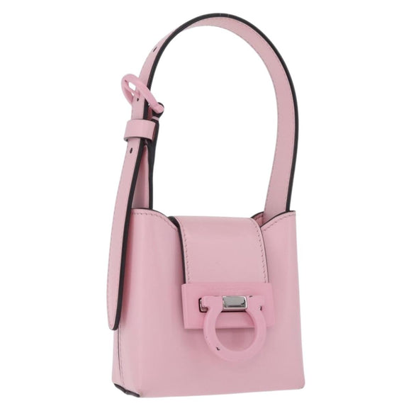 Salvatore Ferragamo Gancini Mini Hand Bag Leather Pink Auth 212917V
