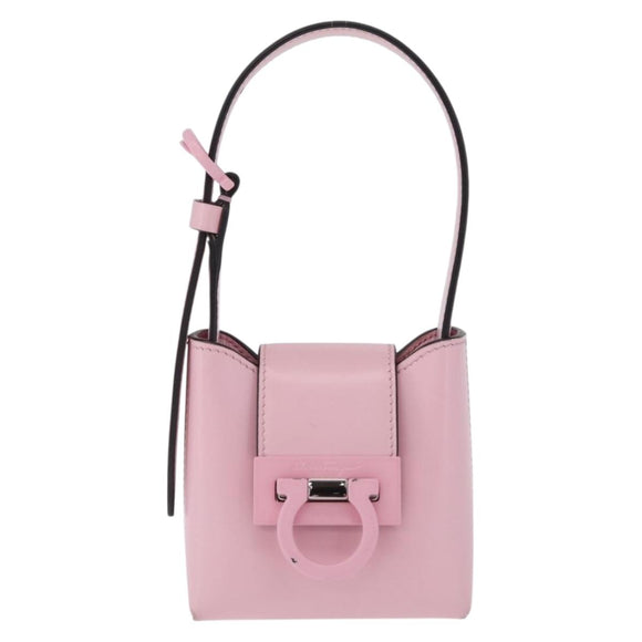 Salvatore Ferragamo Gancini Mini Hand Bag Leather Pink Auth 212917V