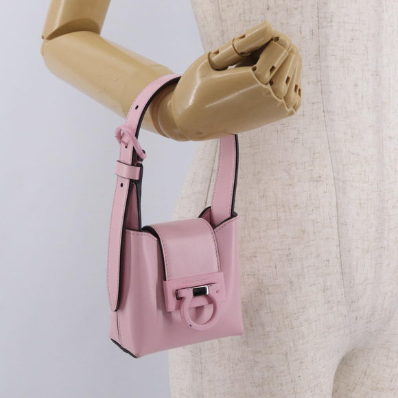 Salvatore Ferragamo Gancini Mini Hand Bag Leather Pink Auth 212917V