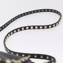 Valentino Shoulder Bag Leather Black Gold Auth 212920-10